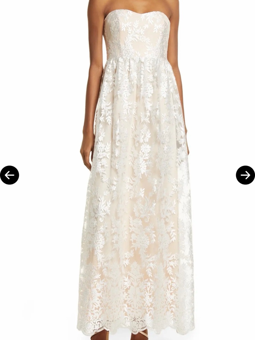 Lulus Peach Floral Embroidered Strapless Maxi Dress | Bridal | NWOT